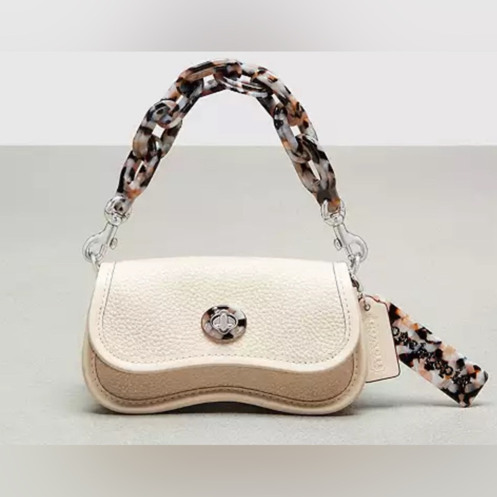 Mini Wavy Dinky Bag In Coachtopia Leather In Cloud Nwt